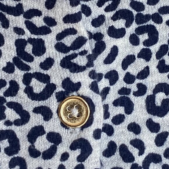 Boden Eldon Leopard Animal Print Cardigan Sz M French Navy Button Chic Mobwife-M - Picture 3 of 11